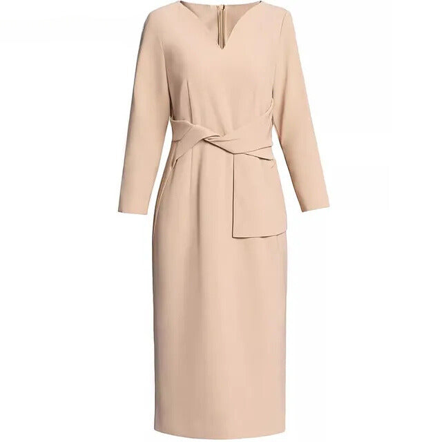 DRESS STYLE - SY1705-Midi Dress-onlinemarkat-Champagne-XS - US 2-onlinemarkat