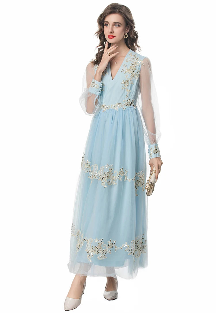 DRESS STYLE - SY1299-maxi dress-onlinemarkat-SKY BLUE-S - US 4-onlinemarkat