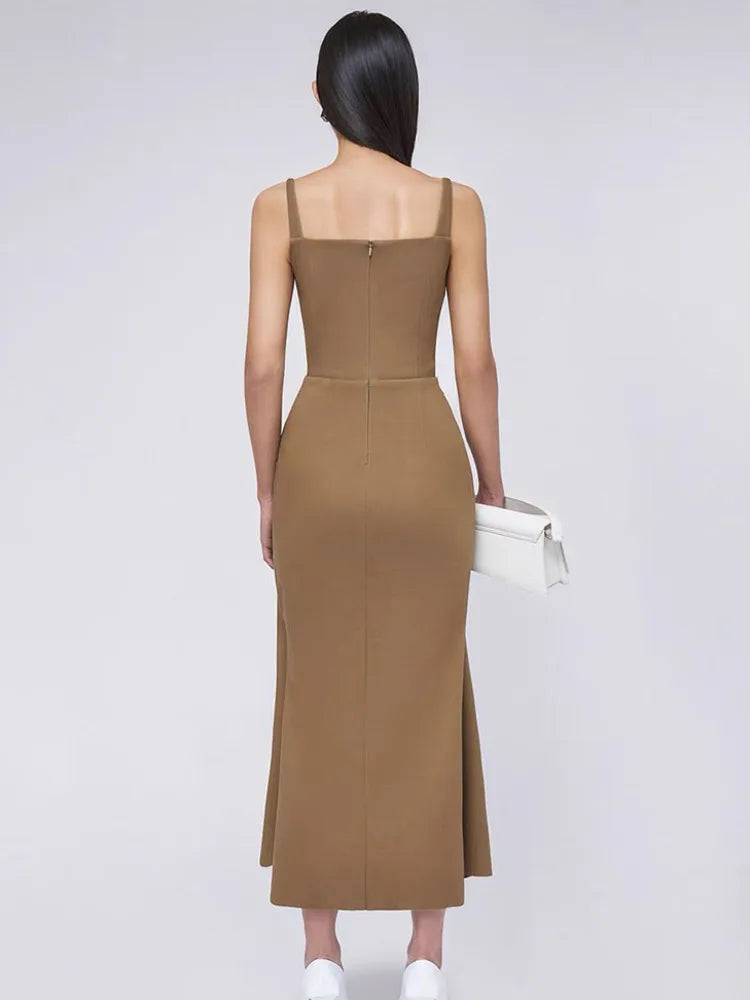 DRESS STYLE - SY1378-maxi dress-onlinemarkat-Camel-XS - US 2-onlinemarkat