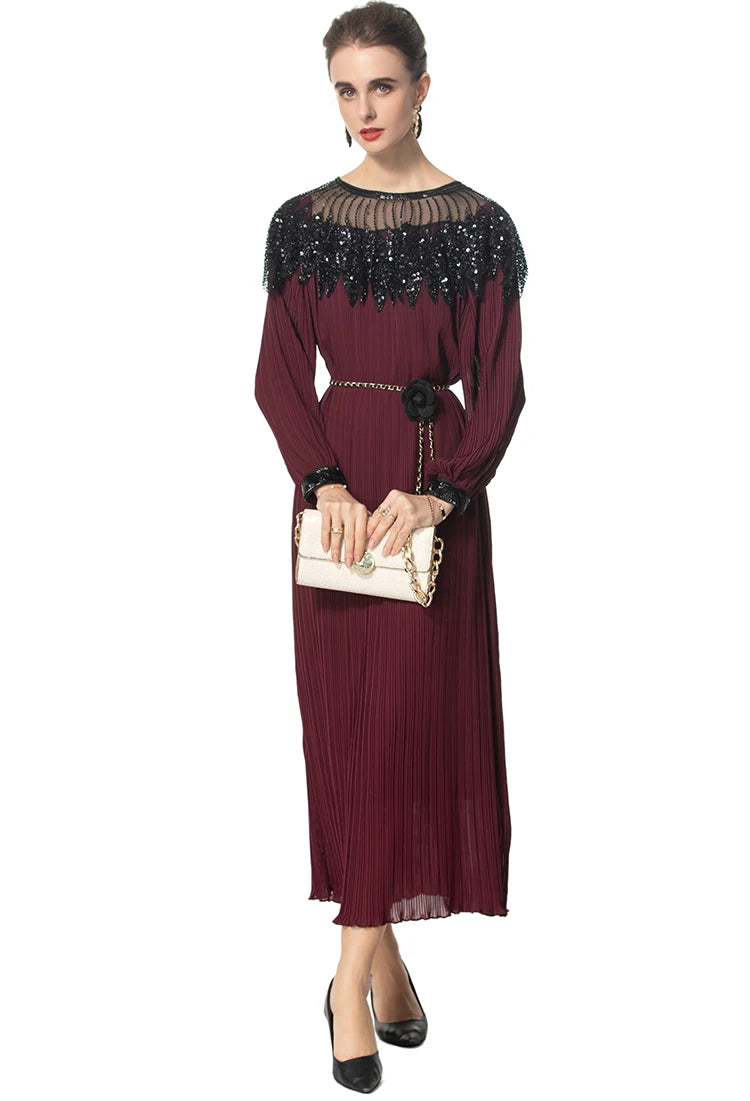 DRESS STYLE - SY1668-maxi dress-onlinemarkat-Claret-S - US 4-onlinemarkat