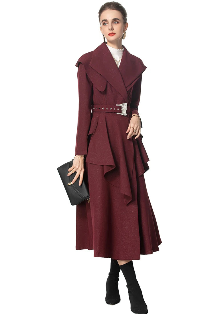 COAT STYLE - SY1665-jacket-onlinemarkat-Burgundy-XS - US 2-onlinemarkat