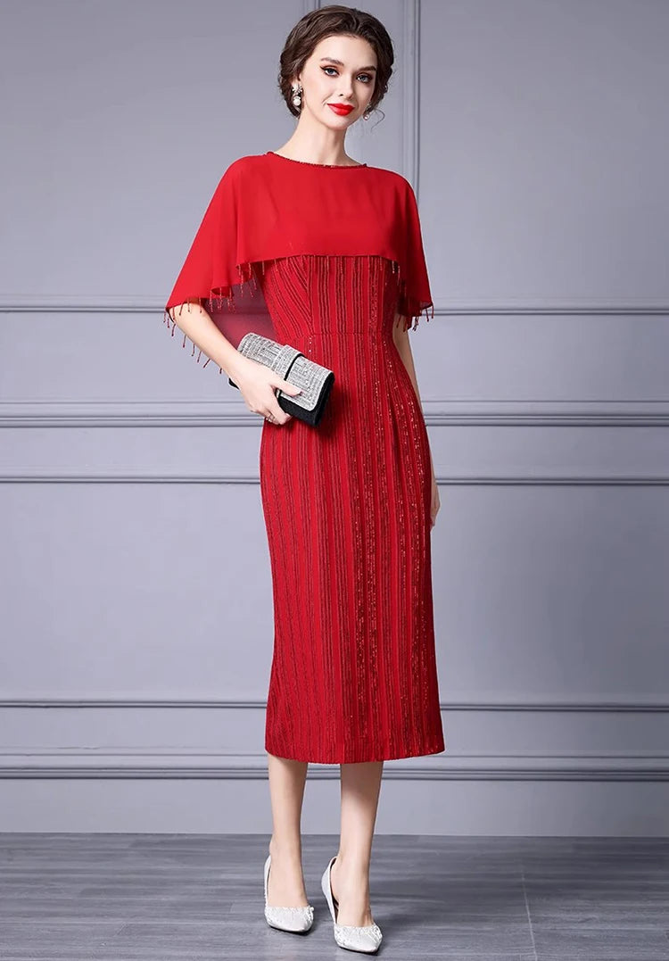 DRESS STYLE - SY1326-Midi Dress-onlinemarkat-Red-XS - US 2-onlinemarkat