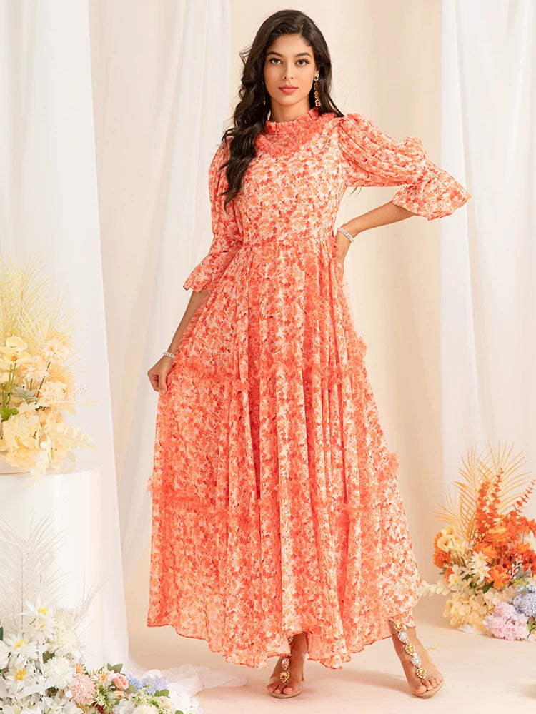 DRESS STYLE - SY1489-maxi dress-onlinemarkat-Orange-XS - US 2-onlinemarkat