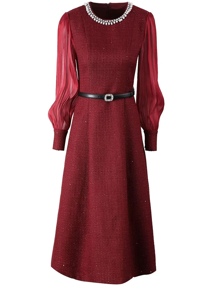 DRESS STYLE - SY1839-Midi Dress-onlinemarkat-XS - US 2-Red-onlinemarkat