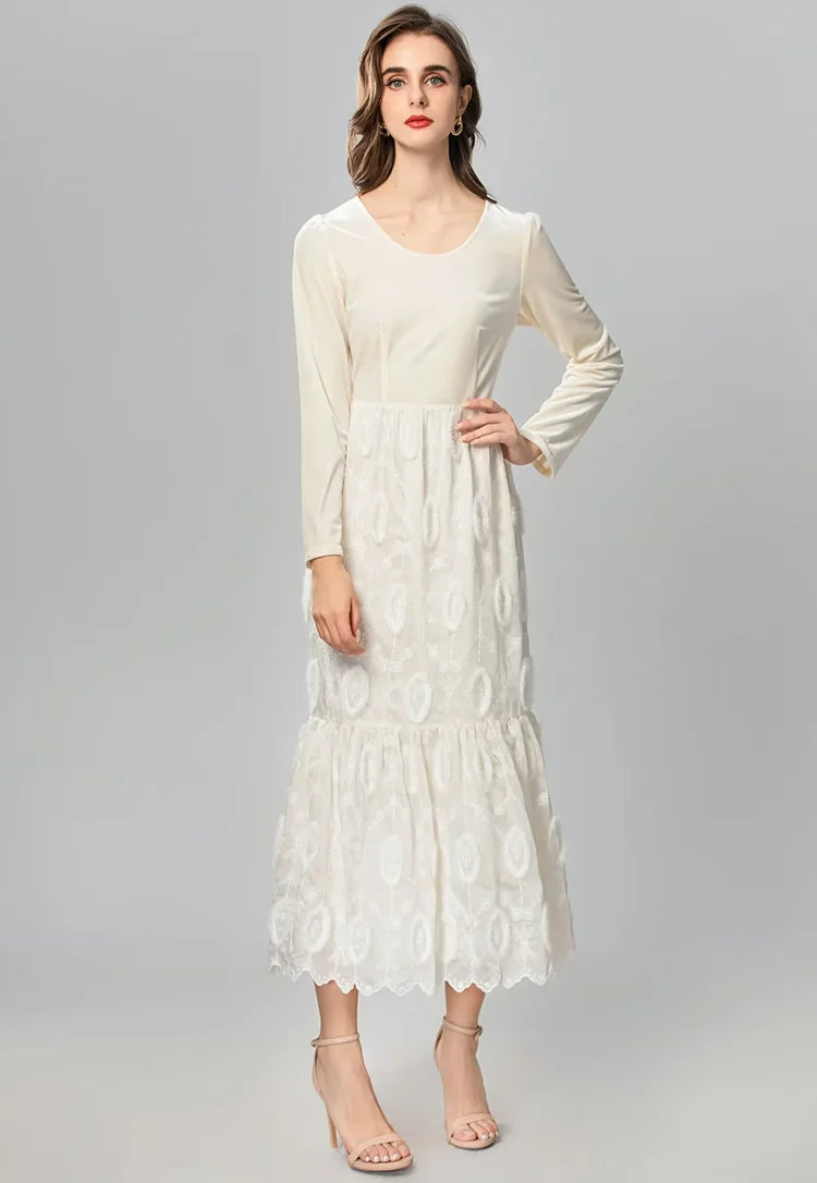 DRESS STYLE - SY1338-Midi Dress-onlinemarkat-Ivory-XS - US 2-onlinemarkat