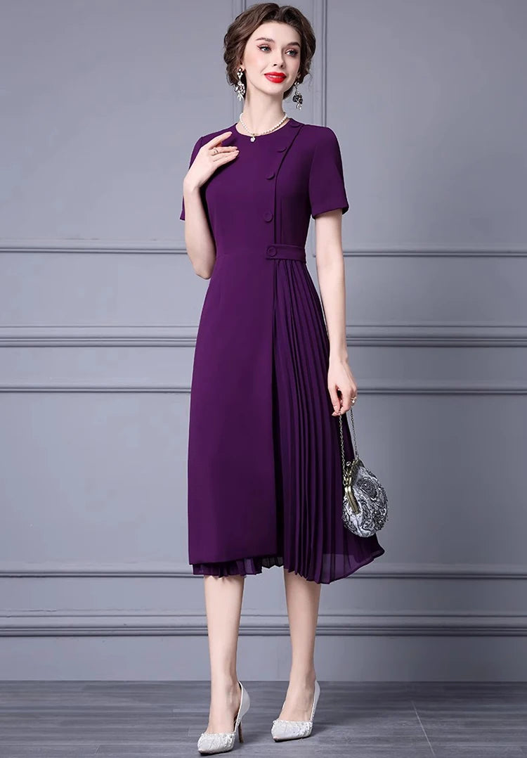 DRESS STYLE - SY981-Midi Dress-onlinemarkat-Purple-S - US 4-onlinemarkat