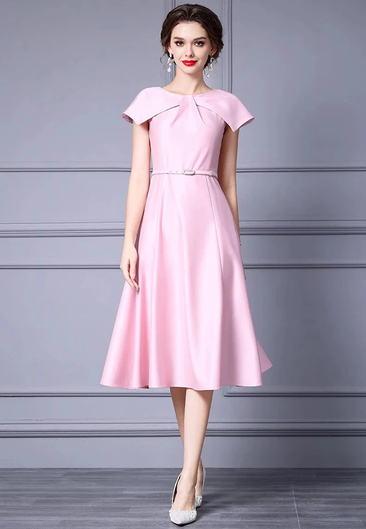 DRESS STYLE - SY1255-Midi Dress-onlinemarkat-Pink-XS - US 2-onlinemarkat