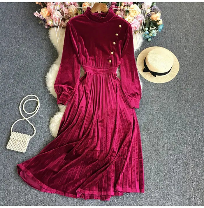 DRESS STYLE - SY1510-Midi Dress-onlinemarkat-wine red-XS - US 2-onlinemarkat