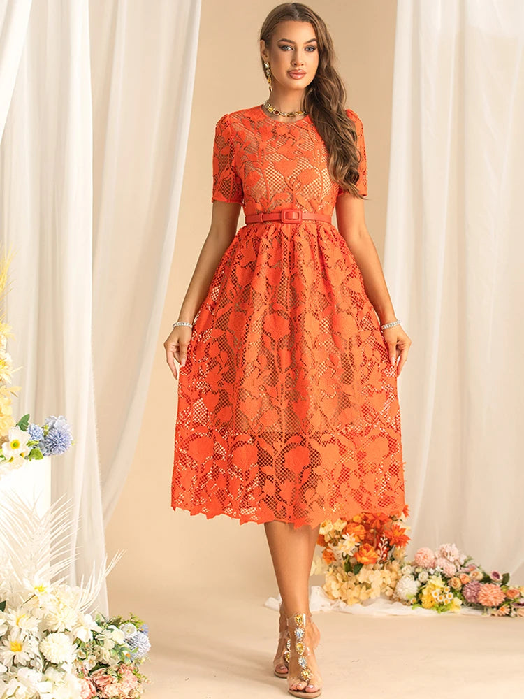 DRESS STYLE - SY1583-Midi Dress-onlinemarkat-Orange-XS - US 2-onlinemarkat