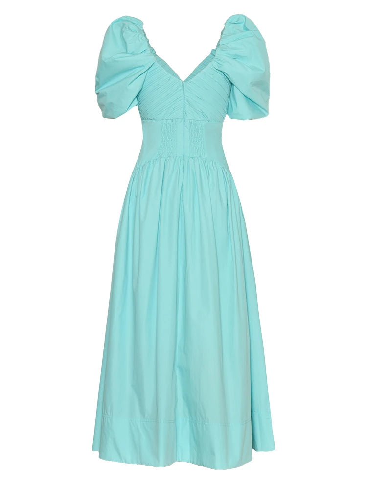 DRESS STYLE - SY1086-Midi Dress-onlinemarkat-Turquoise-XS - US 2-onlinemarkat