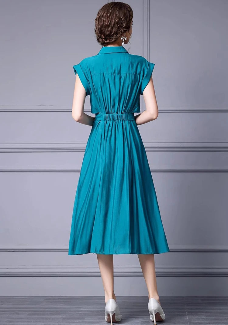 DRESS STYLE - SY1278-Midi Dress-onlinemarkat-Blue-XS - US 2-onlinemarkat