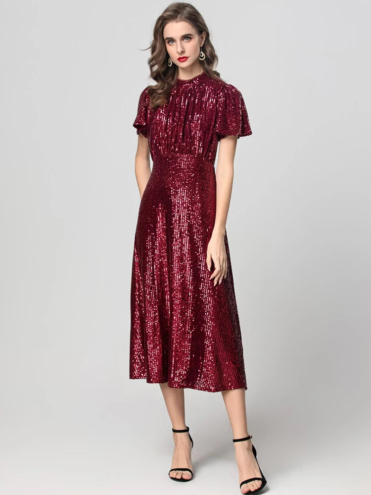 DRESS STYLE - SY1860-Midi Dress-onlinemarkat-XS - US 2-Claret-onlinemarkat