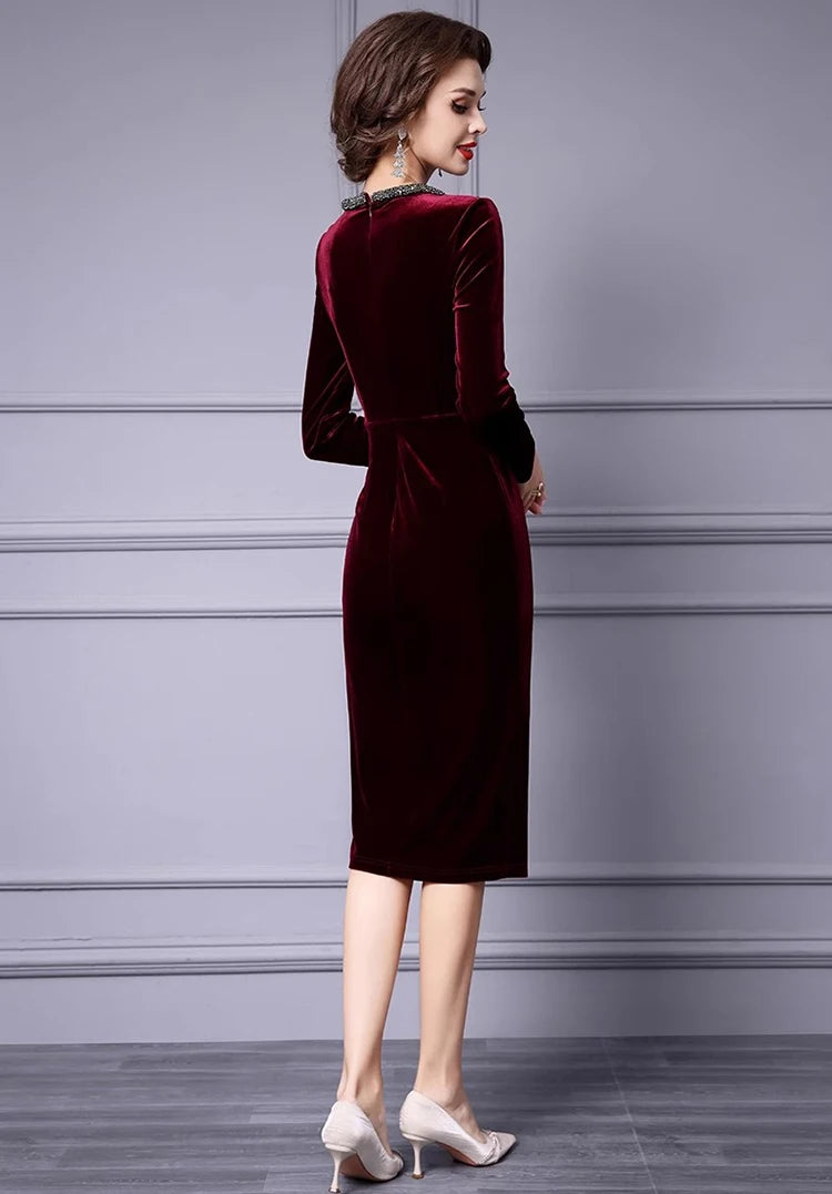 DRESS STYLE - SY1392-short dress-onlinemarkat-Claret-XS - US 2-onlinemarkat