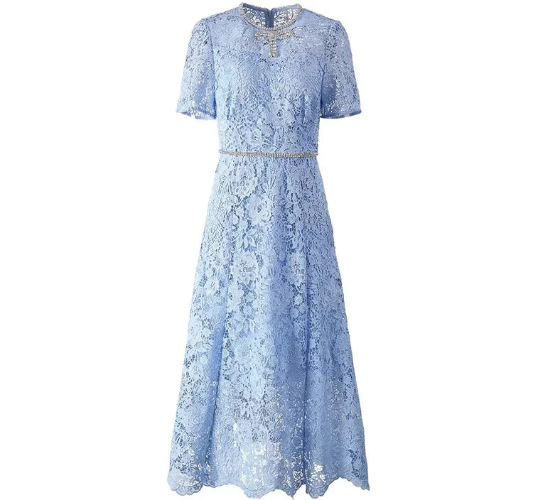 DRESS STYLE - SY1316-Midi Dress-onlinemarkat-Light Blue-M - US 6-onlinemarkat