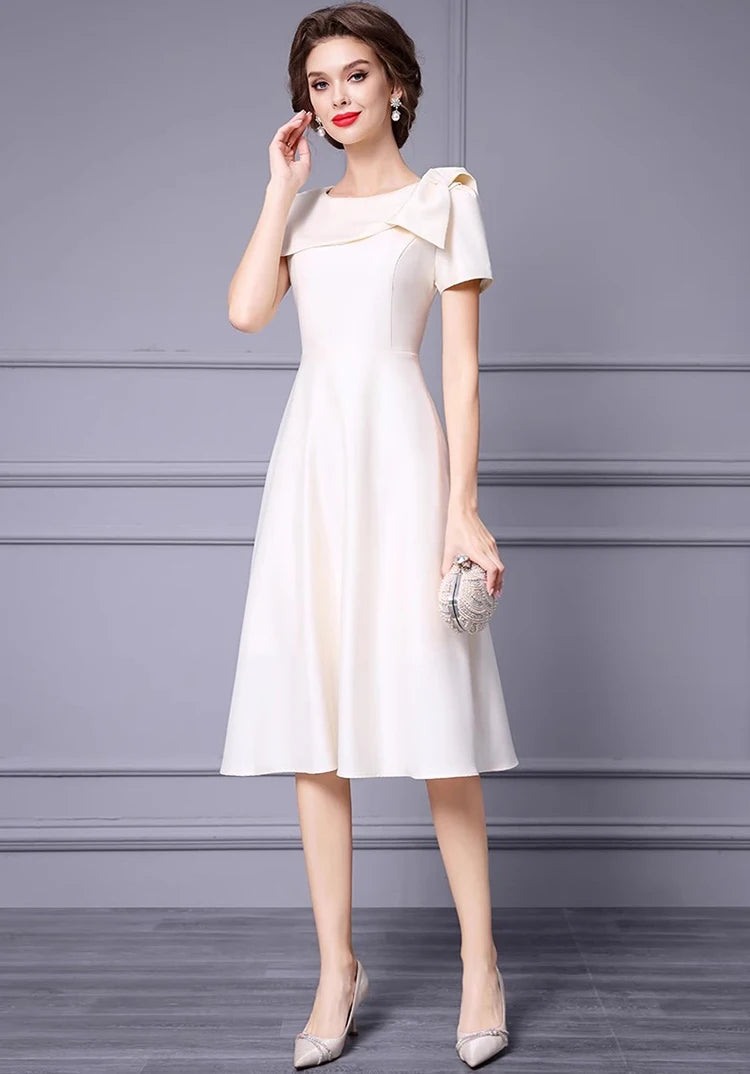 DRESS STYLE - SY1340-Midi Dress-onlinemarkat-Ivory-XS - US 2-onlinemarkat