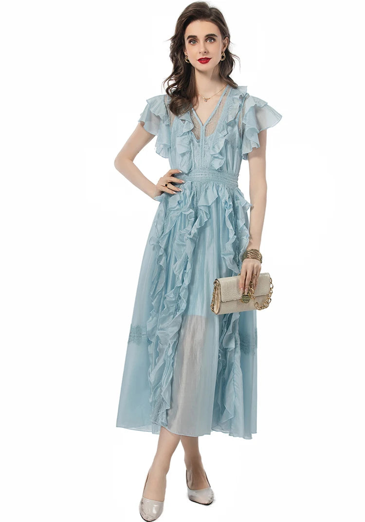 DRESS STYLE - SY1160-Midi Dress-onlinemarkat-Sky blue-XS - US 2-onlinemarkat