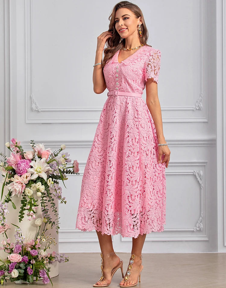 DRESS STYLE - SY1446-Midi Dress-onlinemarkat-Pink-XS - US 2-onlinemarkat