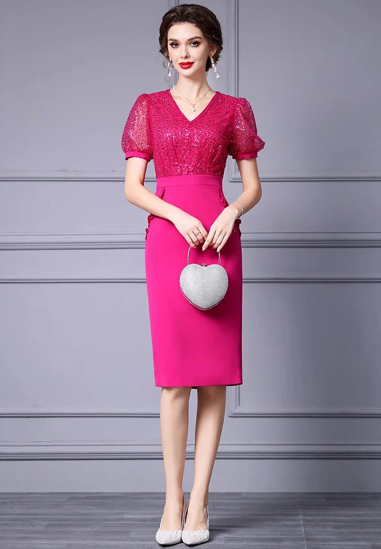 DRESS STYLE - SY1276-short dress-onlinemarkat-Fuchsia-XS - US 2-onlinemarkat