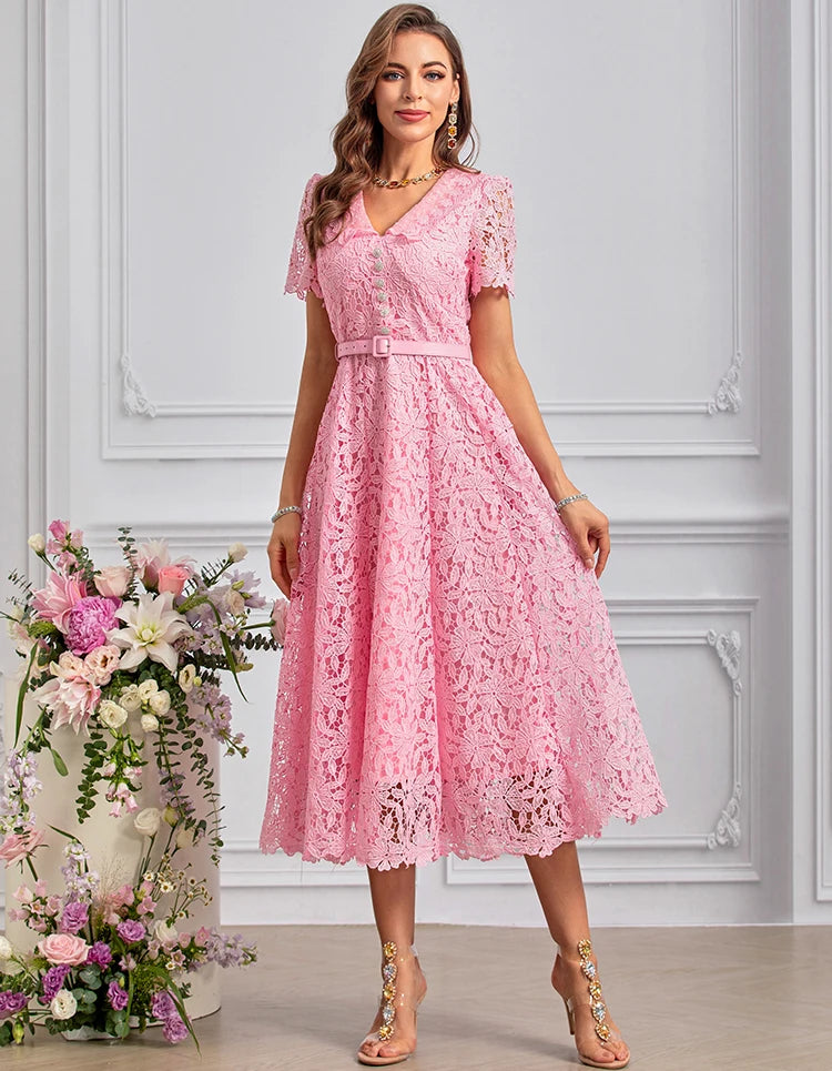 DRESS STYLE - SY1446-Midi Dress-onlinemarkat-Pink-XS - US 2-onlinemarkat