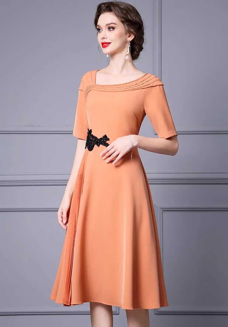 DRESS STYLE - SY1159-short dress-onlinemarkat-Orange-XS - US 2-onlinemarkat