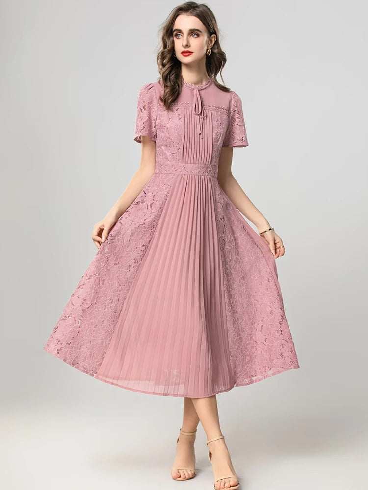 DRESS STYLE - SY1926-Midi Dress-onlinemarkat-XS - US 2-Pink-onlinemarkat