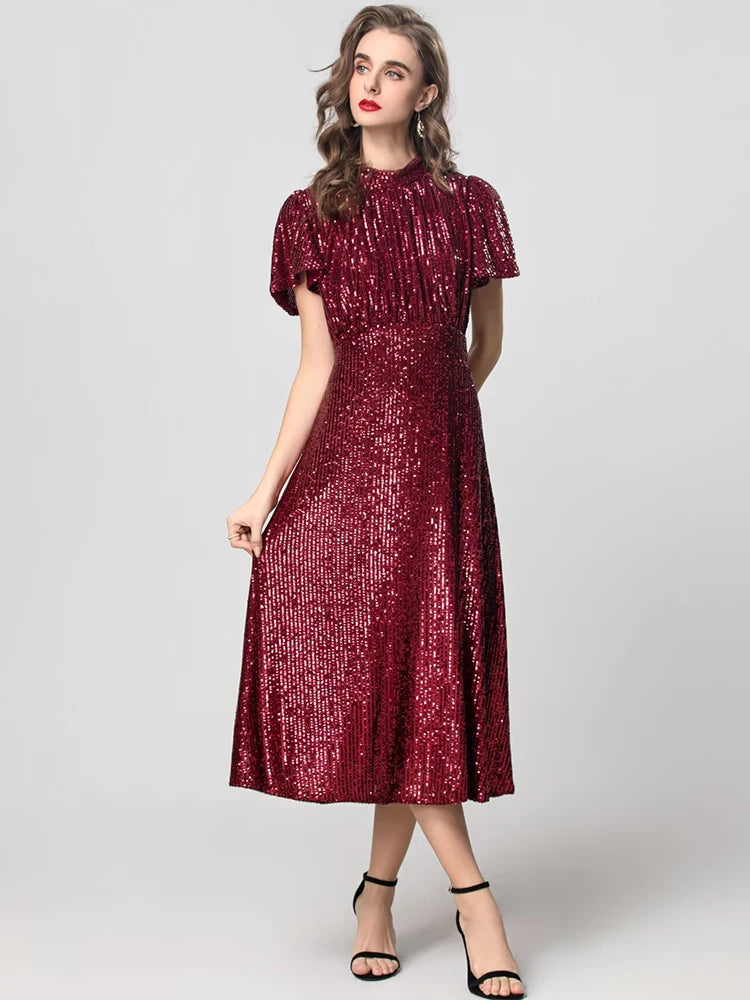 DRESS STYLE - SY1860-Midi Dress-onlinemarkat-XS - US 2-Claret-onlinemarkat