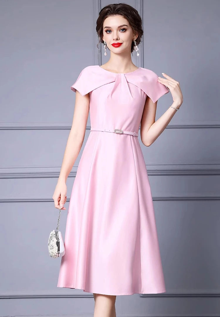 DRESS STYLE - SY1255-Midi Dress-onlinemarkat-Pink-XS - US 2-onlinemarkat