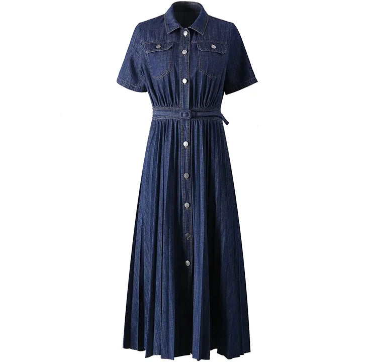 DRESS STYLE - SY1319-Midi Dress-onlinemarkat-Navy Blue-XS - US 2-onlinemarkat