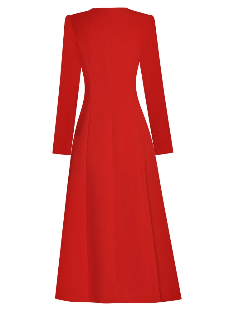 DRESS STYLE - SY1726-Midi Dress-onlinemarkat-Red-S - US 4-onlinemarkat