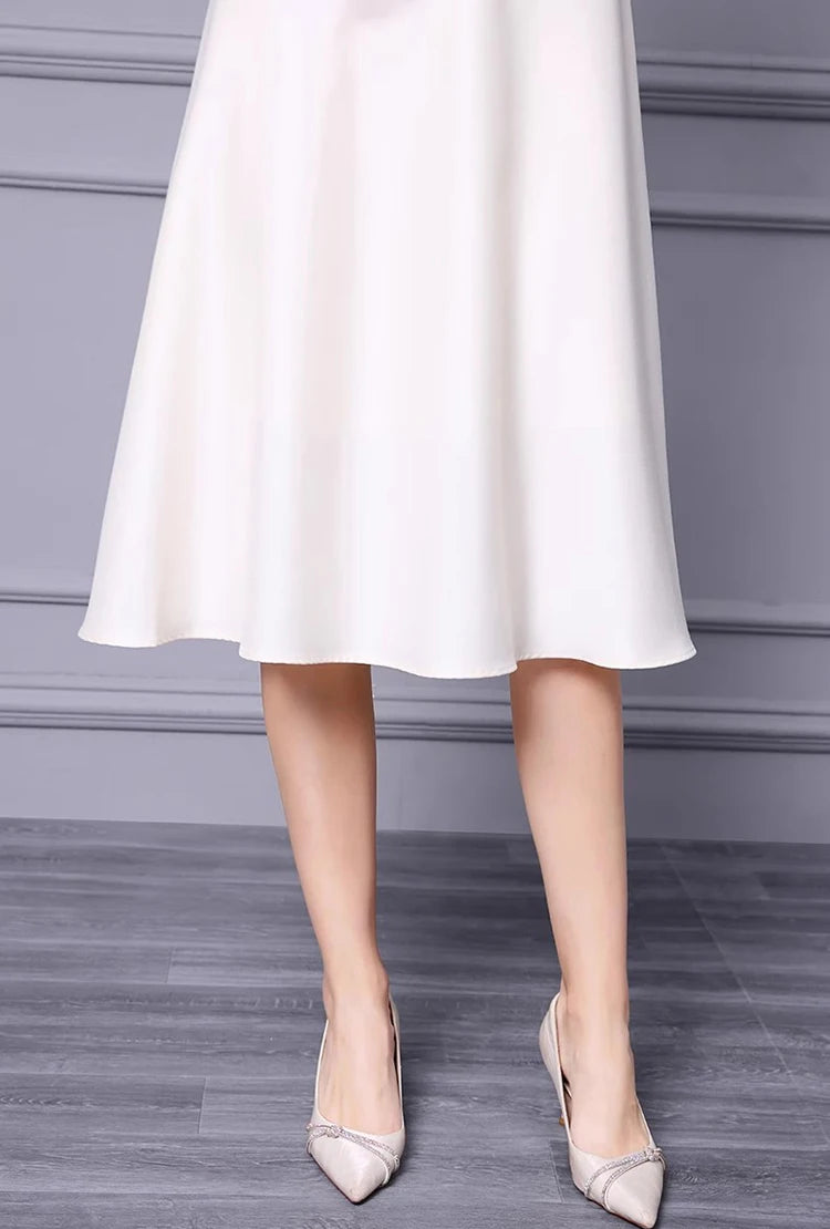 DRESS STYLE - SY1340-Midi Dress-onlinemarkat-Ivory-XS - US 2-onlinemarkat