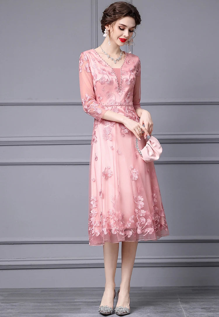 DRESS STYLE - SY1047-Midi Dress-onlinemarkat-Pink-XL - US 10-onlinemarkat