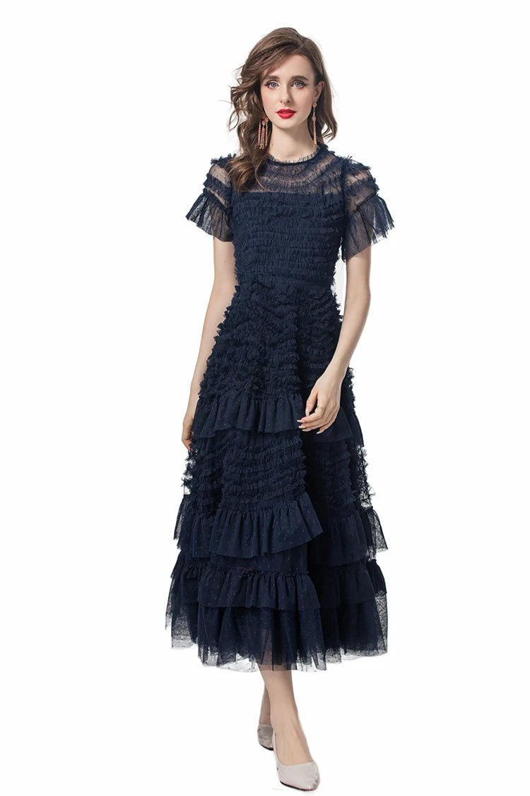 DRESS STYLE - SY1054-Midi Dress-onlinemarkat-Blue-XS - US 2-onlinemarkat