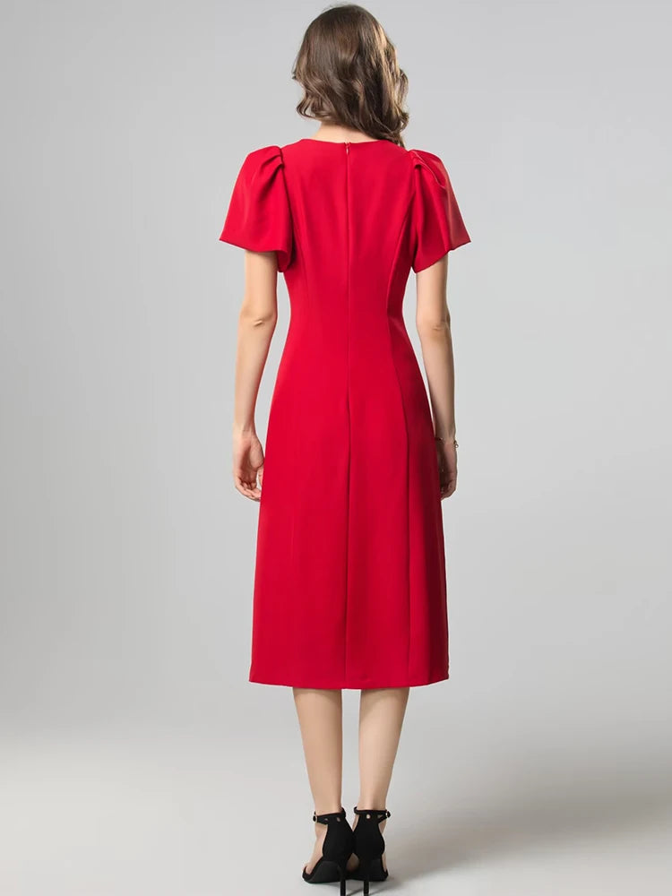 DRESS STYLE - SY1831-Midi Dress-onlinemarkat-XS - US 2-Red-onlinemarkat