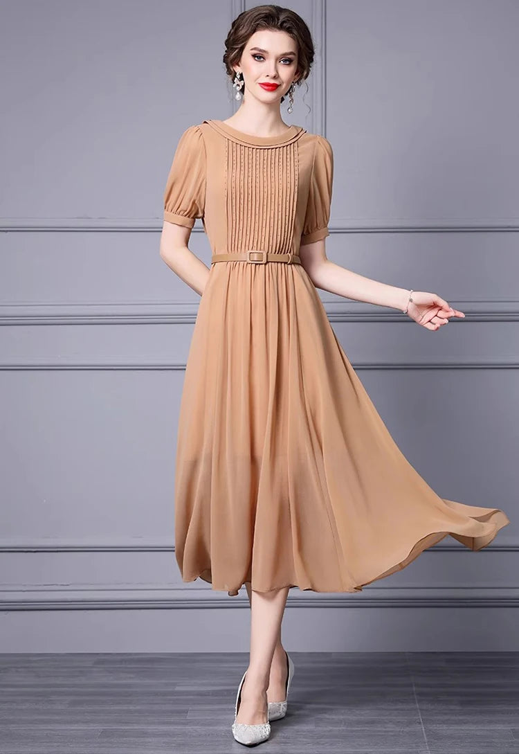 DRESS STYLE - SY1151-Midi Dress-onlinemarkat-Champagne-XS - US 2-onlinemarkat