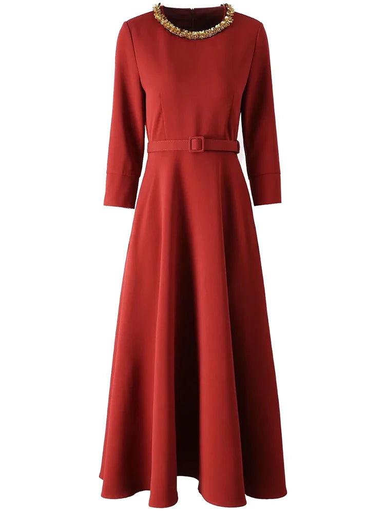 DRESS STYLE - SY1850-Midi Dress-onlinemarkat-Red-XS - US 2-onlinemarkat