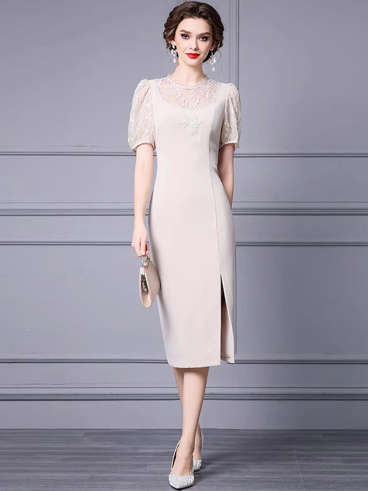 DRESS STYLE - SY1041-Midi Dress-onlinemarkat-Pink-XS - US 2-onlinemarkat