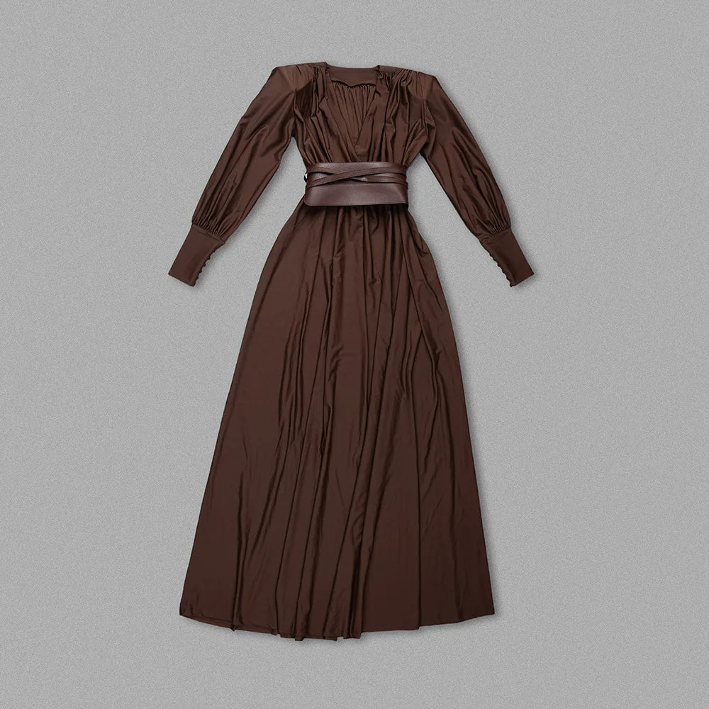 DRESS STYLE - SY1873-maxi dress-onlinemarkat-XS - US 2-Brown-onlinemarkat