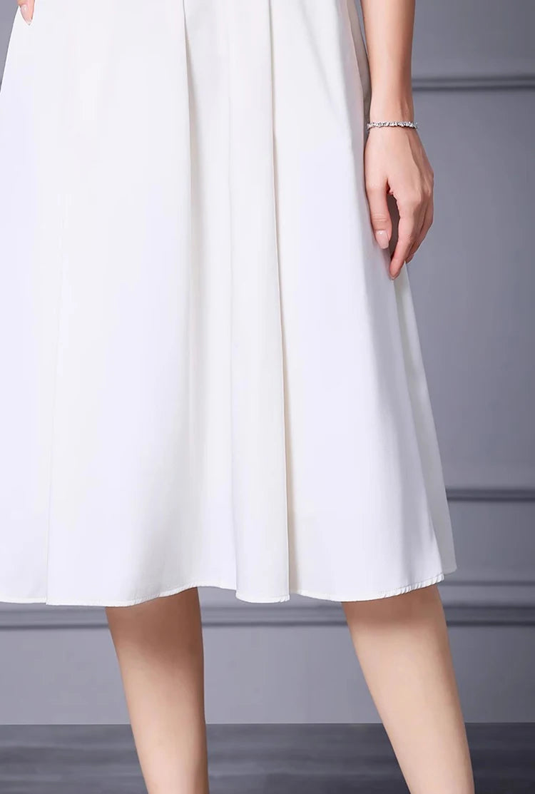 DRESS STYLE - SY1344-Midi Dress-onlinemarkat-Ivory-XS - US 2-onlinemarkat