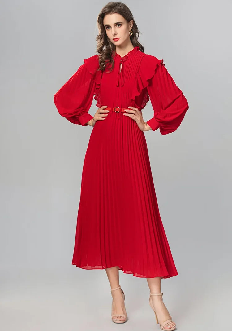 DRESS STYLE - SY1337-Midi Dress-onlinemarkat-Red-XS - US 2-onlinemarkat