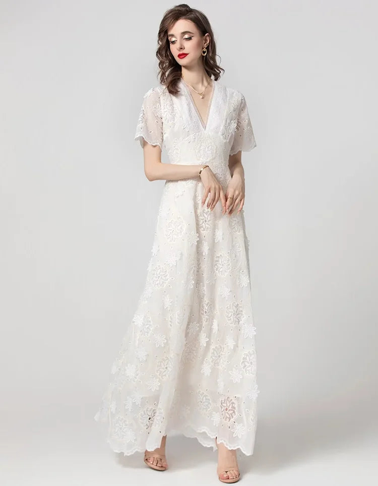 DRESS STYLE - SY1315-maxi dress-onlinemarkat-Ivory-M - US 6-onlinemarkat