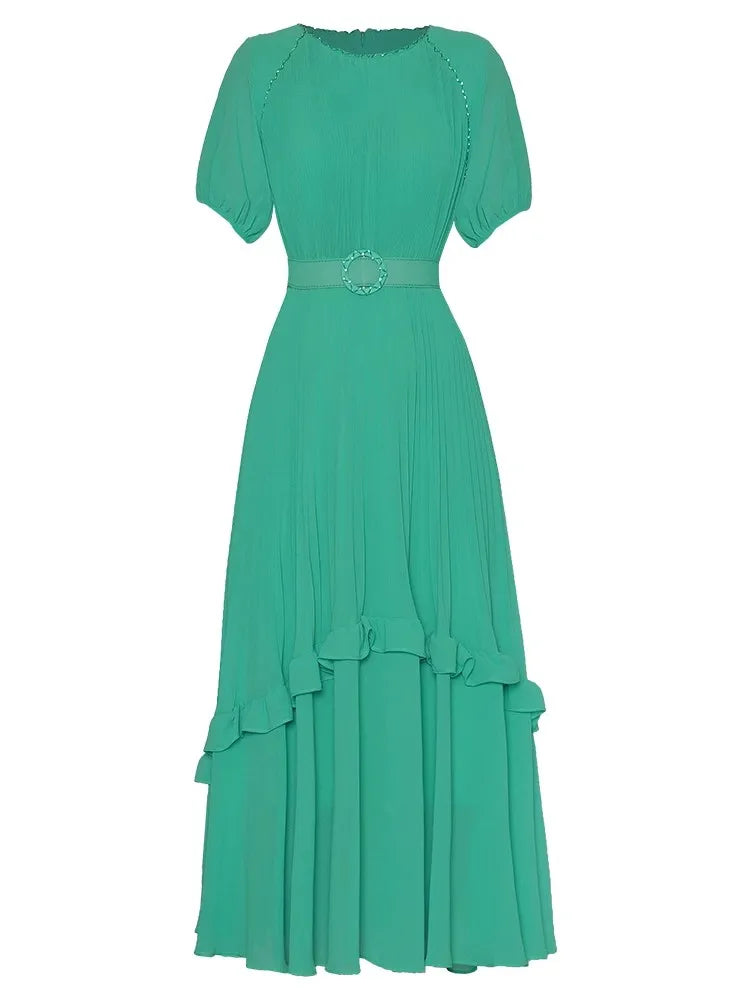 DRESS STYLE - SY998-Midi Dress-onlinemarkat-Green-XS - US 2-onlinemarkat