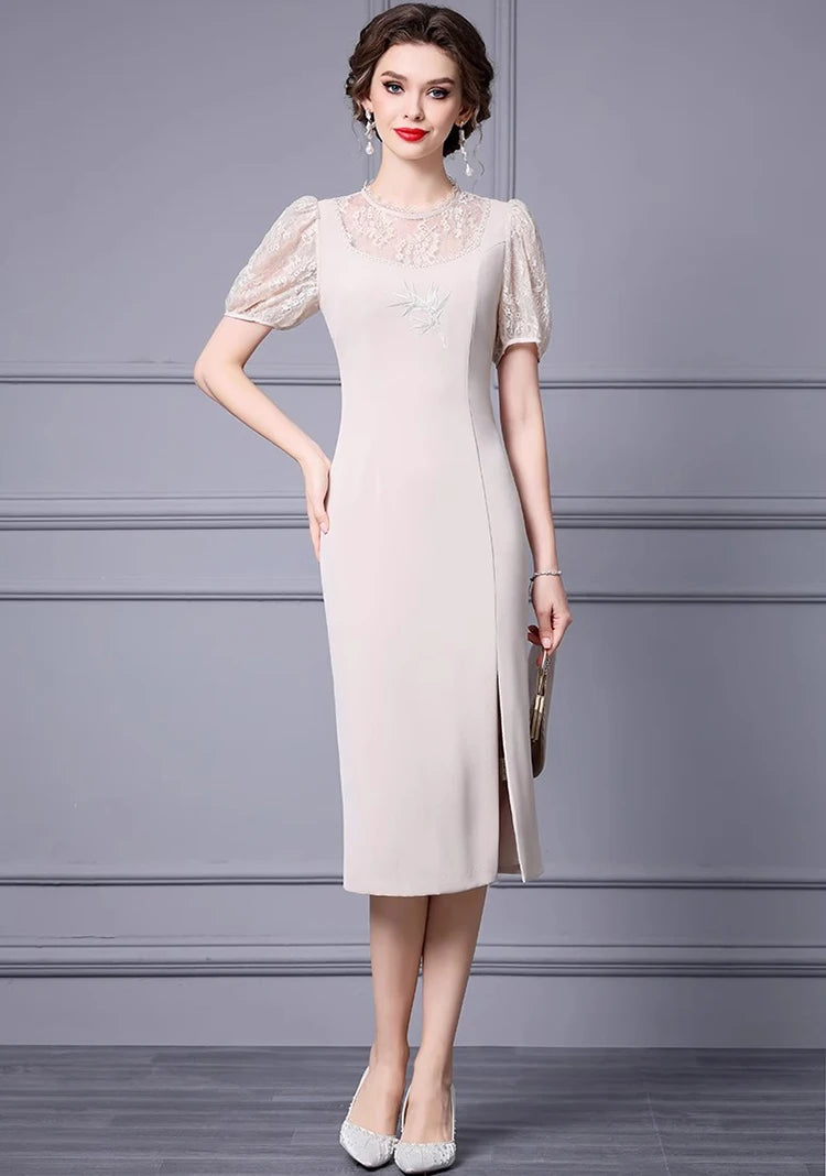 DRESS STYLE - SY1041-Midi Dress-onlinemarkat-Pink-S - US 4-onlinemarkat