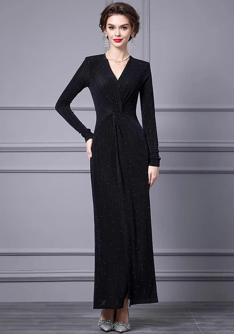 DRESS STYLE - SY1694-maxi dress-onlinemarkat-black-XS - US 2-onlinemarkat