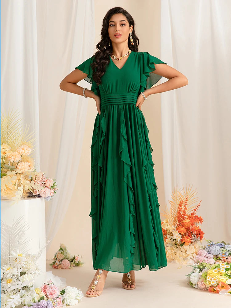 DRESS STYLE - SY1455-maxi dress-onlinemarkat-green-XS - US 2-onlinemarkat