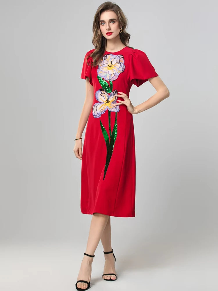 DRESS STYLE - SY1831-Midi Dress-onlinemarkat-XS - US 2-Red-onlinemarkat