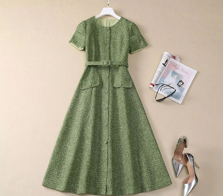 DRESS STYLE - SY1676-Midi Dress-onlinemarkat-Army green-XS - US 2-onlinemarkat