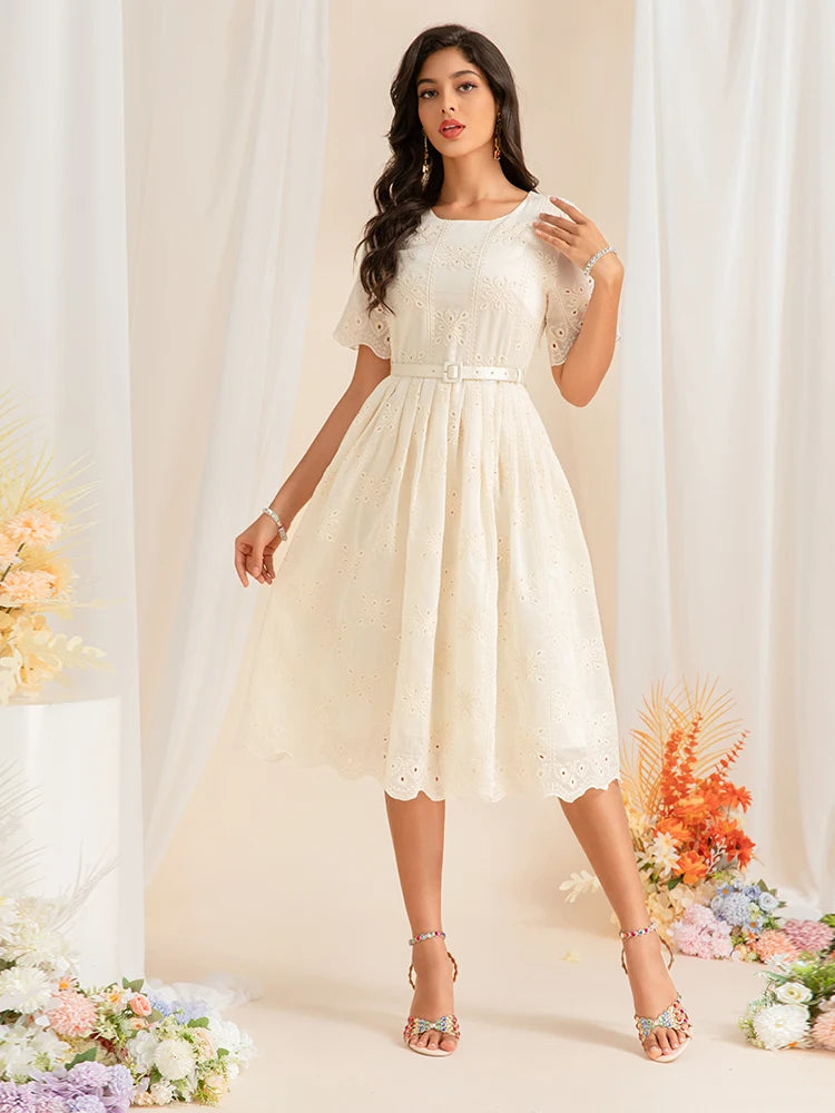 DRESS STYLE - SY1463-Midi Dress-onlinemarkat-WHITE-XS - US 2-onlinemarkat