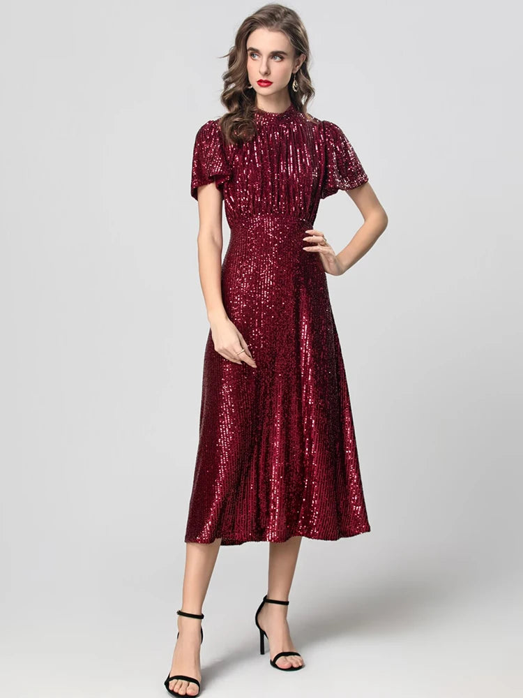 DRESS STYLE - SY1860-Midi Dress-onlinemarkat-XS - US 2-Claret-onlinemarkat