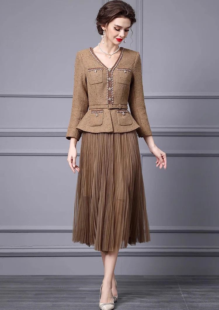 DRESS STYLE - SY1697-Midi Dress-onlinemarkat-Khaki-XS - US 2-onlinemarkat