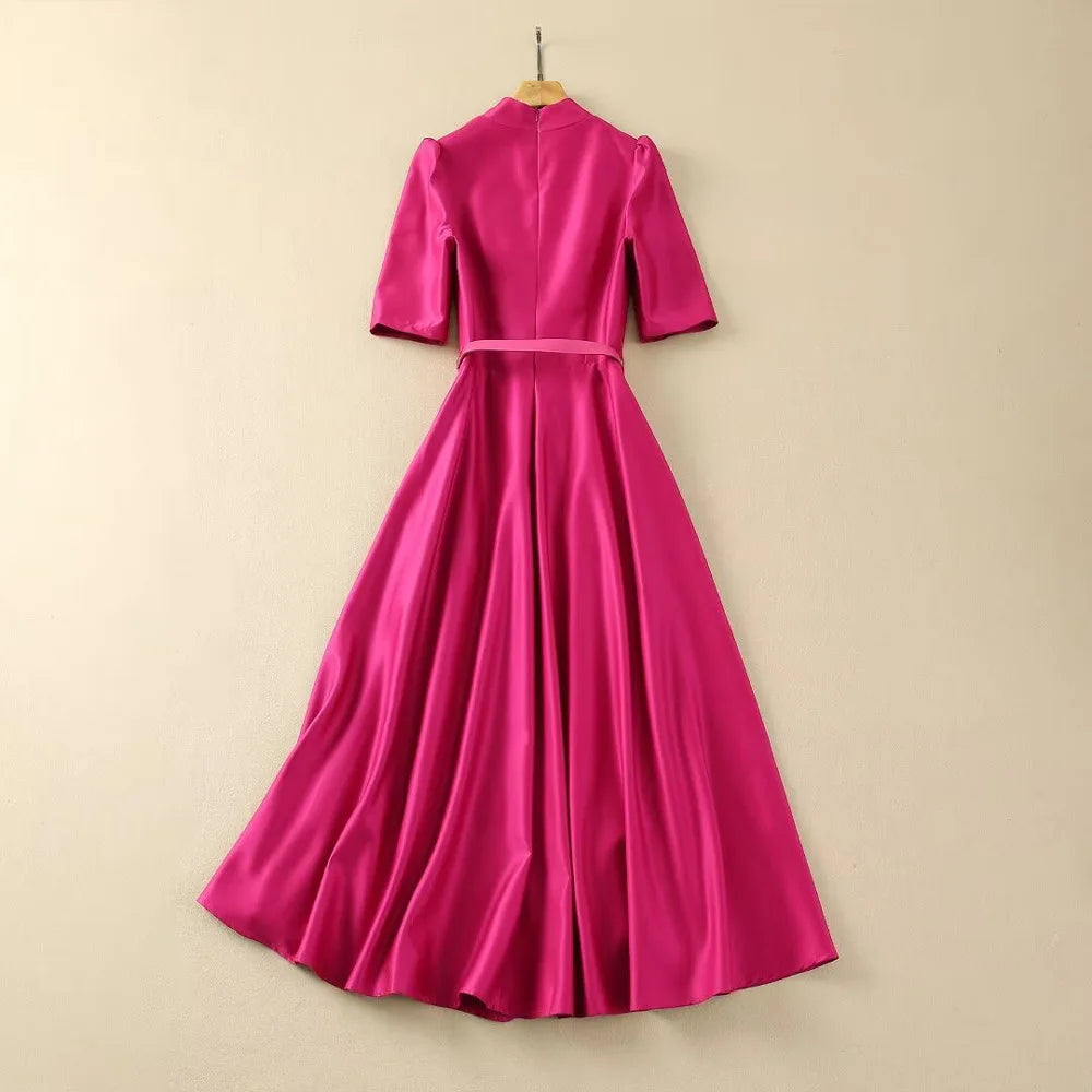 DRESS STYLE - SY1500-Midi Dress-onlinemarkat-rose red-XS - US 2-onlinemarkat